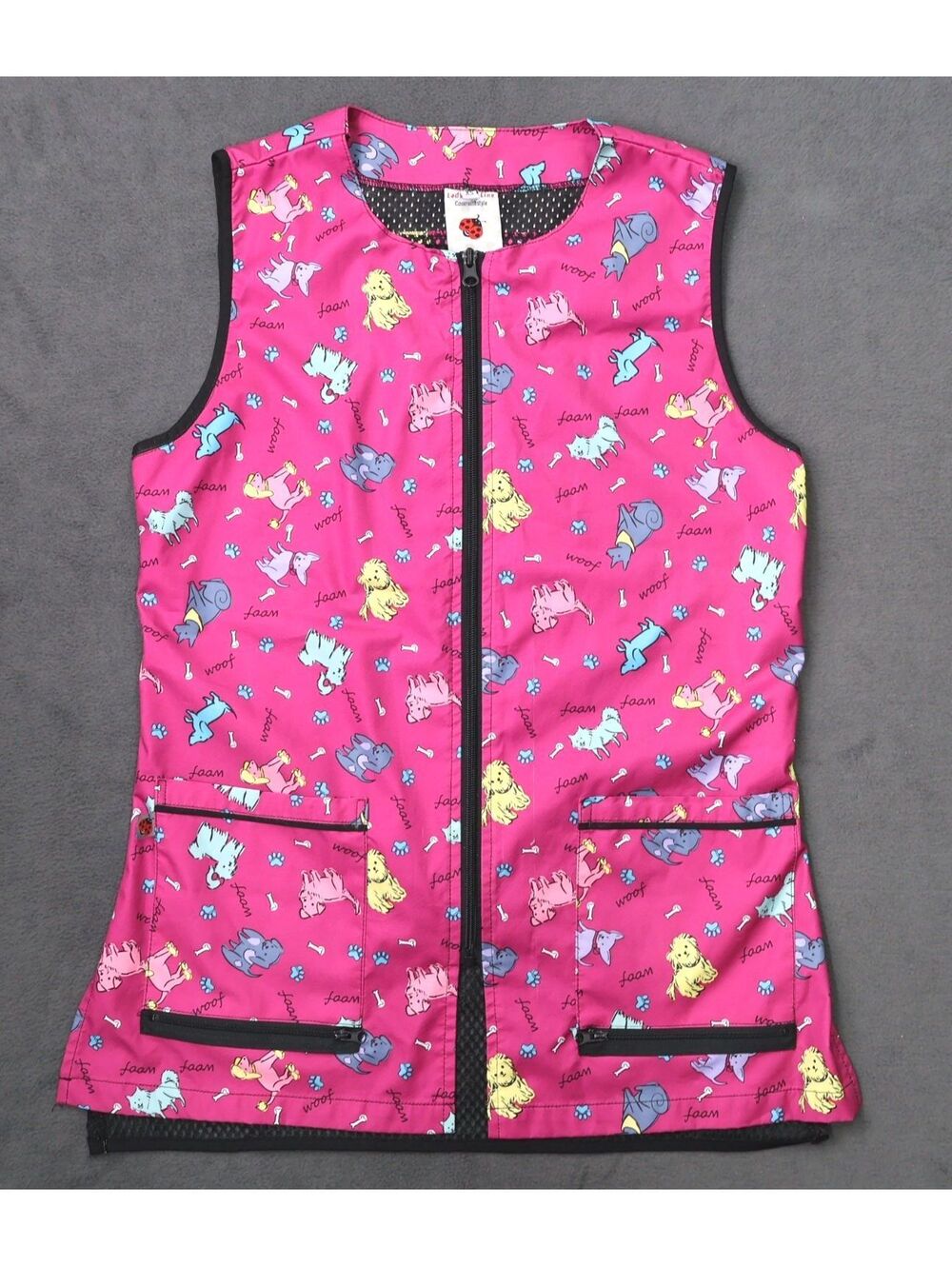 Ladybird Line Pink Sleeveless Grooming Vest with Dog Print XS